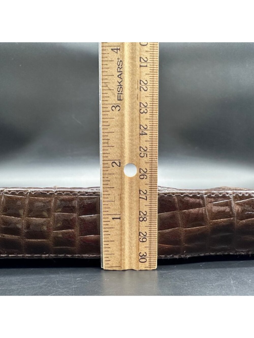 Vintage Brown Shoulder Bag Purse Faux Crocodile Retro Fashion Accessory - Picture 10 of 10